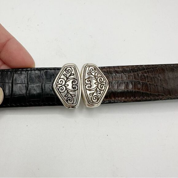 Vintage Y2K Brighton Brown & Black Reversible Croc Embossed Leather Belt Medium‎ - Picture 8 of 12